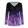 thumbnail image 5 of Sequin Tops for Women Deep V Neck Long Sleeve Glitter Graphic Print Tee Shirts Business Casual Loose Fit Tunic Blouses, 5 of 5