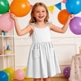 thumbnail image 4 of Babcutegg Cute Solid Color Sleeveless Casual Dress With Functional Pocket And Tiered Ruffle Skirt For Girls White Size 7, 4 of 9