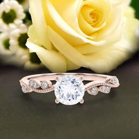 Twisted Boho & hippie 1.25 Carat Round Cut Diamond Moissanite Engagement  Ring Wedding Ring in 925 Sterling Silver With 18k Rose Gold Plating Gift  For