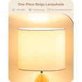 thumbnail image 3 of Small Cute Table Lamp, Wood Tripod Nightstand Lamp, Mid Century Bedside Lamp with Linen Fabric Shade for Nursery, Living Room, Bedroom, End Table, UL Listed, 14.2 Inch, ON/Off Switch, 3 of 6