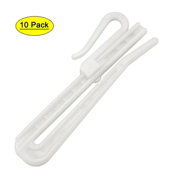 Uxcell Curtain Hooks Plastic Adjustable Depth Pinch Pleat Locking Curtain Tape Clip Hook 10Pcs