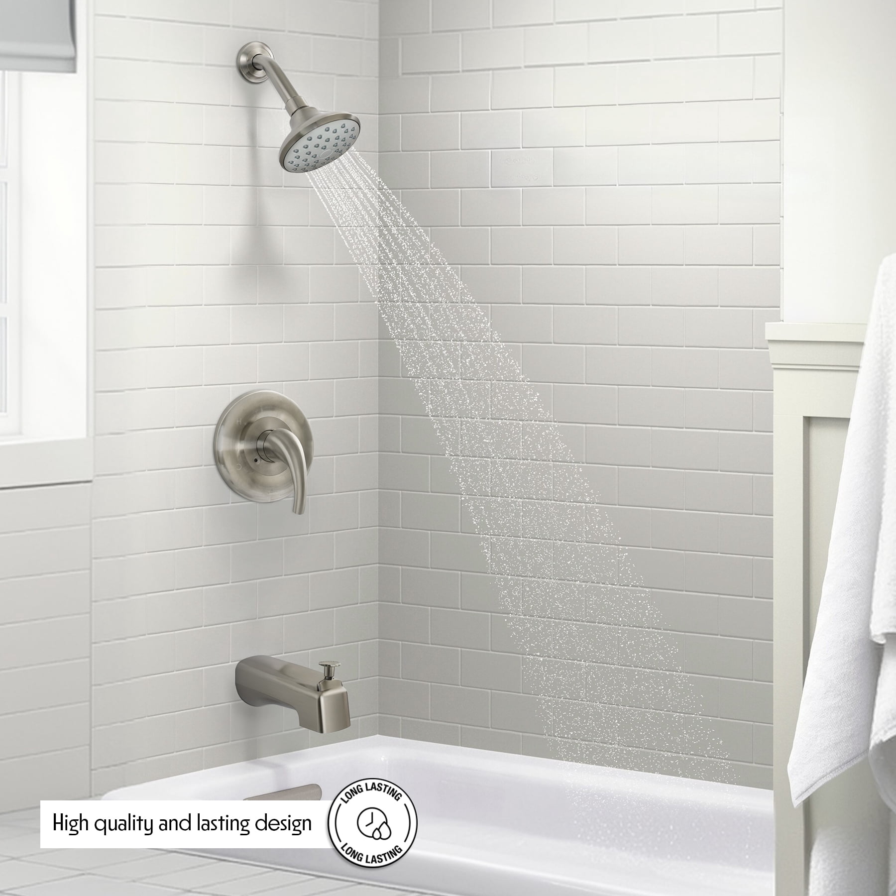 WMF-8218M-BN Hybrid Pressure Balancing Bath And Shower Sets In Brushed Nickel