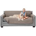 thumbnail image 1 of Original Patent Pending Reversible Large Sofa Protector, Many Colors, Seat Width to 70 Inch, Furniture Slipcover 2 Inch Strap, Couch Slip Cover Throw for Pet Dogs, Cats, Kids, Light Taupe, 1 of 8