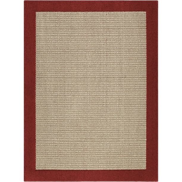 Mainstays Traditional Faux Sisal Border Red Area Rug, 4' x 5'4 ...