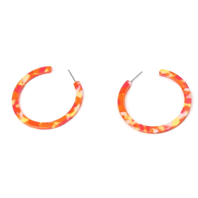 Dangle Earrings Leopard Print Smooth Circle Popular Accessories Statement Earring Anniversary Gift Ear Hook for Party Beach Use Orange