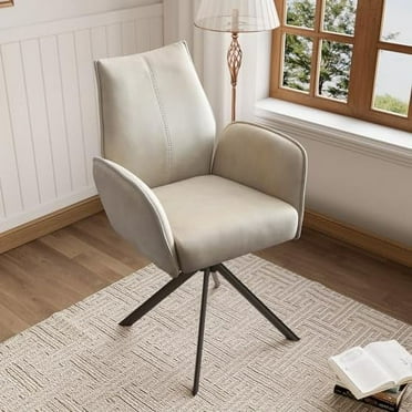 jiexi Modern Ergonomic Office Chair, Desk Chair no Wheels, Home Office Computer Desk Chair, Upholstered Swivel Chair with Metal Legs, Office Chair for Bedroom, Reception Room, Living Room