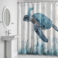 thumbnail image 6 of Summer Ocean Bathroom Shower Curtain, Blue Turtle Seagrass Plank Grain Waterproof Washable Soft Bath Curtain for Bathtub Decor with 12 Hooks&Grommet, 60x72 Inch, 6 of 9