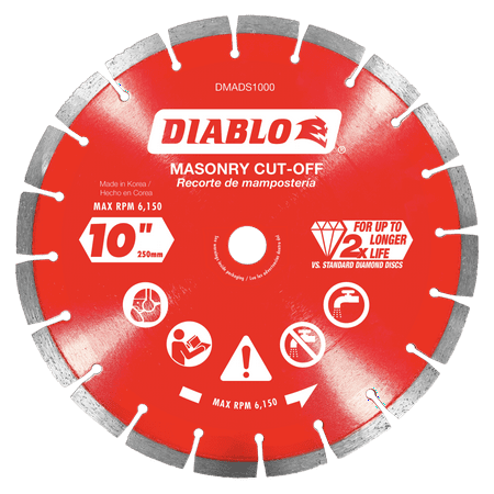 UPC: 0008925155171 | Diablo 10 In. Segmented Rim Dry/Wet Cut Diamond Blade