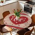 thumbnail image 3 of Valentine's Day Fitted Tablecloth with Elastic Edged, Round Table Cloth for Dining Table, Red Love Heart Roses Romantic Vintage Waterproof Oil Proof Table Cover for Indoor Outdoor 36"-44", 3 of 8