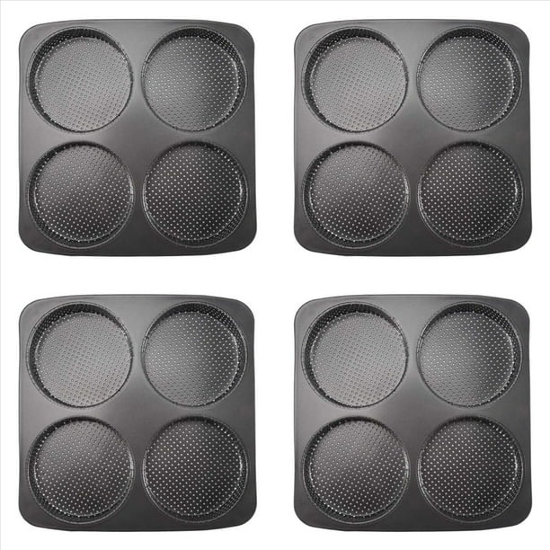 4X Molde para Panecillos para Hamburguesas, Molde para Hamburguesas Acero Carbono Antiadherente 5 Pulgadas, Molde para Hornear Grande 4 Tazas para Panecillos Hamburguesas Caseros