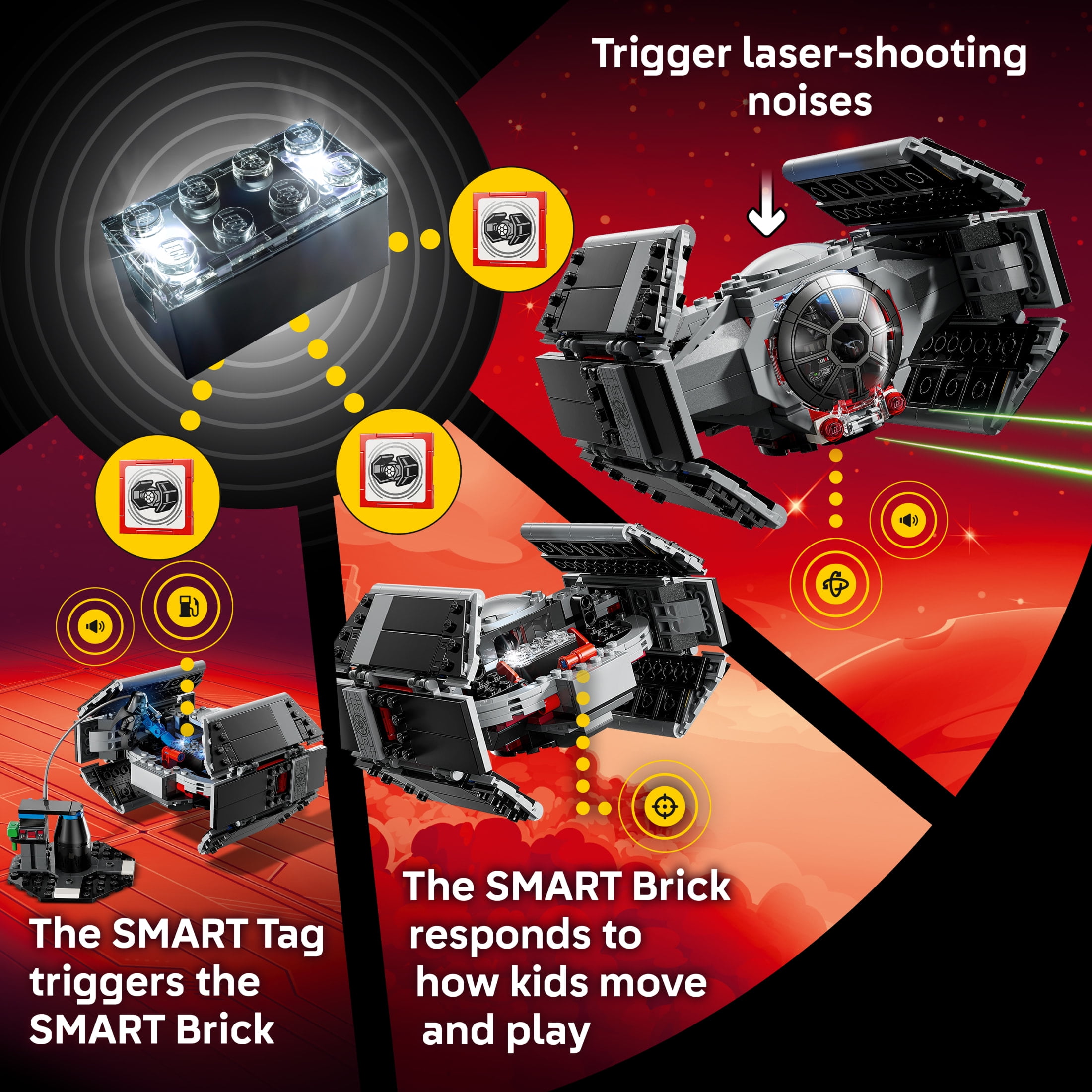 LEGO Star Wars SMART Play: Darth Vader’s TIE Fighter Interactive Building Toy - All-In-One Set - Reacts to How You Move and Play with a SMART Brick - Gift for Boys, Girls and Kids Ages 8+ - 75421