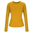 thumbnail image 5 of Lenpel Long Sleeve Shirts for Women Crew Neck Slim T-Shirts Base Layer Tops Casual Basic Tees Trendy Tunic Blouses(Yellow,XX-Large), 5 of 7