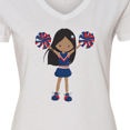 thumbnail image 4 of Inktastic African American Girl, Cheerleaders, Blue Uniform Women's V-Neck T-Shirt, 4 of 5