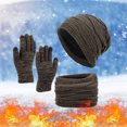thumbnail image 2 of Clearance! Baberdicy Neutral Women Men Autumn and Winter Solid Color Wool Hat Thickened Warm Ear Protection Cold Knitted Hat Glove Scarf Three Piece Set Khaki, 2 of 9