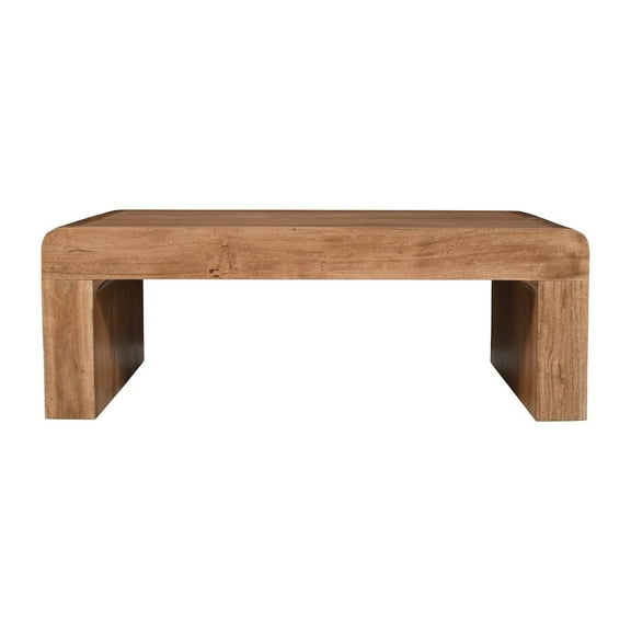 Brooklyn 50" Mid-Century Modern Solid Wood Waterfall Curved Coffee Table