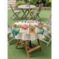 thumbnail image 4 of Outdoor Tablecloth with Umbrella Hole for Patio/Picnic/Party/Camping, Spring Country Floral Waterproof Table Cloth Round Cover Washable, Watercolor Flowers Vases Grid Cream (Dia 54"), 4 of 9