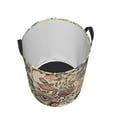 thumbnail image 3 of Daiia Floral With Birds And Fantasy Flowers Round Laundry Basket with Handles Thickened Waterproof Circular hamper,Dirty Clothes Storage Basket for Bedroom,Bathroom,College Dorm-Medium, 3 of 8