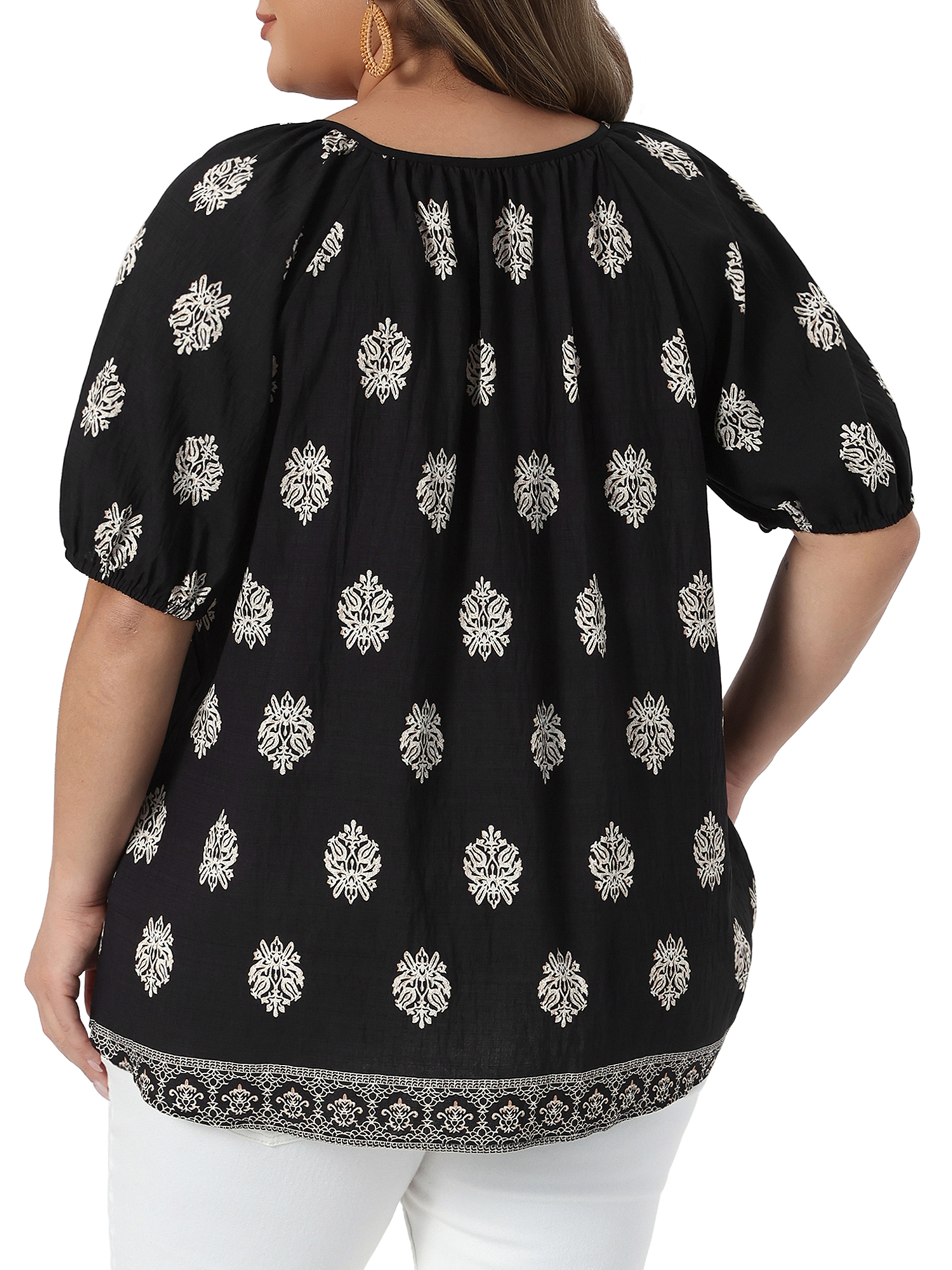 DARING DIVA Women's Plus Summer Top V Neck Short Sleeve Blouses 3X Black