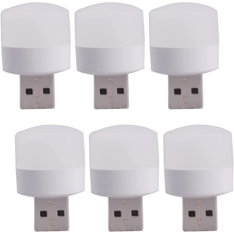 Fmshpon USB LED Night Light,6 Pcs Stylish and Convenient Mini Night Light,Ldeal for Computers,Portable Power Supplies,Cars,and Other USB, White