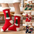 thumbnail image 4 of WNEGSTG Christmas Socks, Green Christmas Candy Stocking Stuffers, Womens Fuzzy Slipper Socks Winter Thermal Snowflake Fleece Christmas Stockings Fluffy Warm Indoor Home Socks, 4 of 4