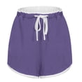 thumbnail image 4 of Ndbuld High Waist Yoga Shorts for Women 3PC Women Casual Summer Sports Shorts Workout Yoga Shorts Active Shorts Clothes Purple M, 4 of 5