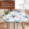thumbnail image 3 of Navy Blue Starfish Coastal Round Tablecloth 55-60 Inch Round Fitted Table Cloth with Elastic Edge, Summer Beach Nautical Ocean Waterproof Table Cover Protector for Outdoor Picnic Party Dining, 3 of 9