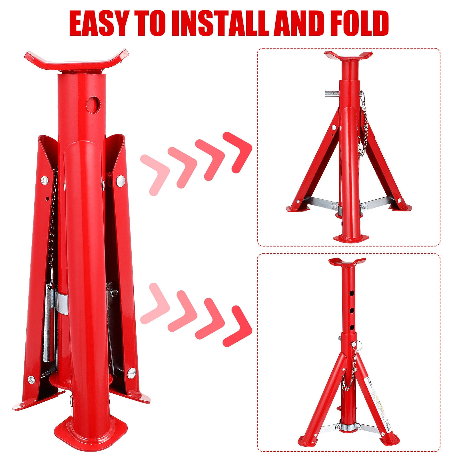 AURARMLET 2-Pack Red Trailer Jack Stands 3 Ton Capacity Adjustable Height Heavy Duty Car Lift Support Tools