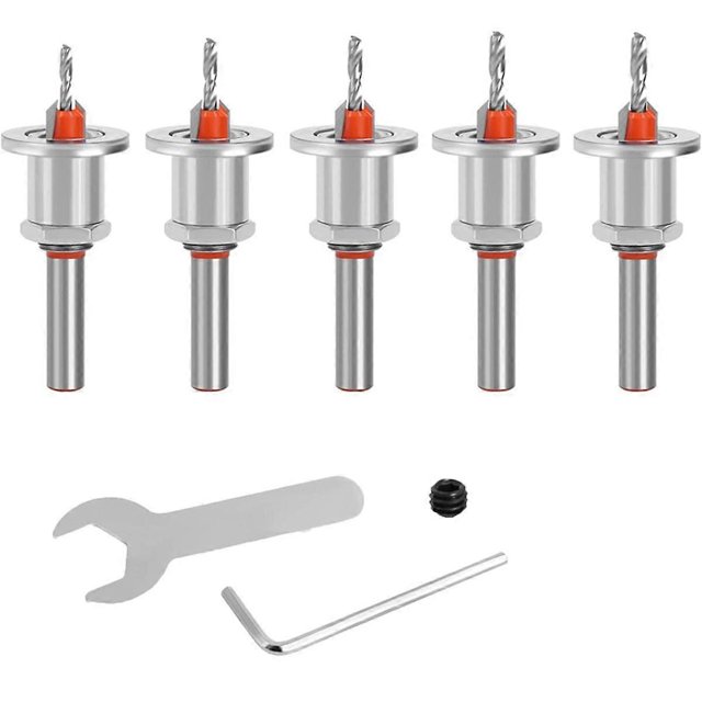 5 PCS Countersink Drill Bit Set, Countersink Drill Bit Set, Countersink Bits for Wood, Adjustable Depth Drill Bit