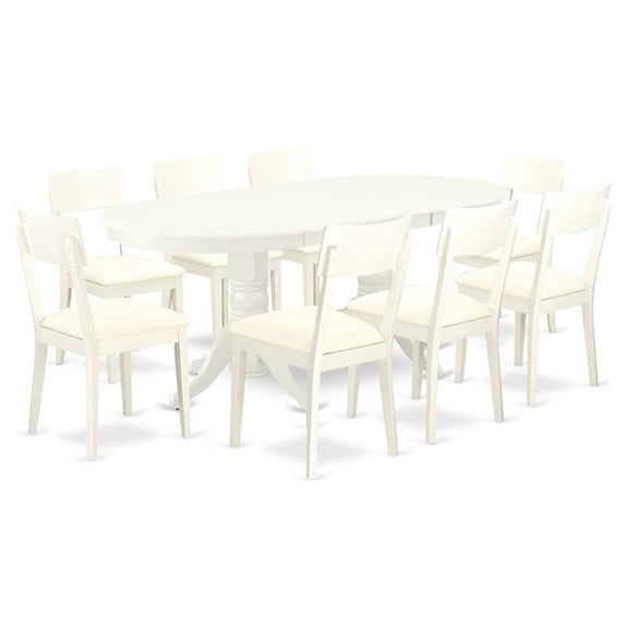 East West Furniture Vancouver 9-piece Dining Set with Leather Seat in White