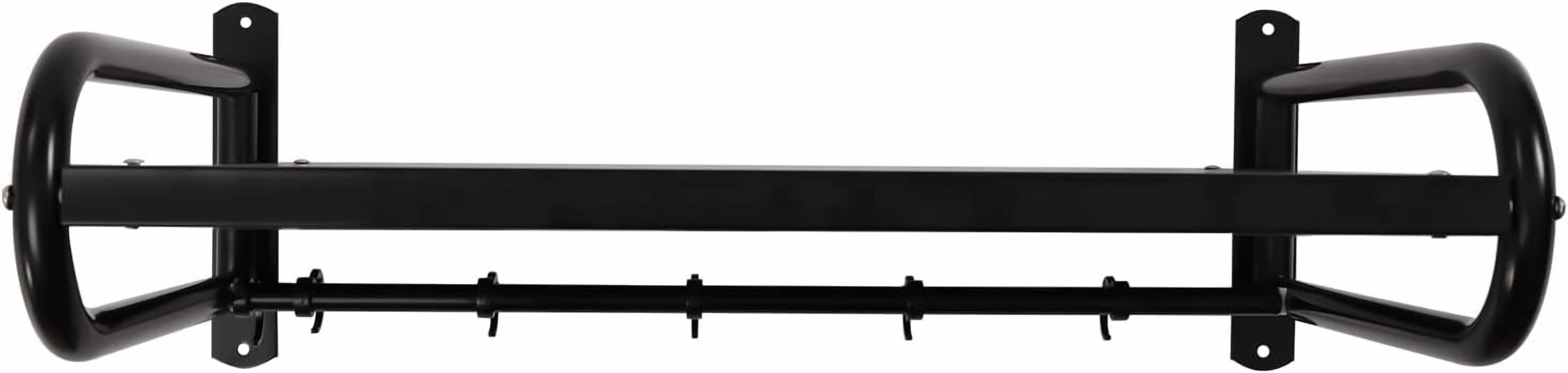 Miumaeov 20 x 15'' Carbon Steel Wall Shelf with 6 Hooks Wall Mounted Rack for Microwave or Household Grade Wall Mount Shelf with Fixing Kit Multifunctional Floating Shelves (Black)