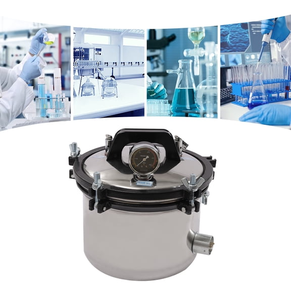 1.2KW 8L Portable Steam Autoclave 33*33*26cm Lab Autoclave for Lab Equipment Culture Medium Glassware
