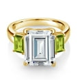 thumbnail image 2 of Gem Stone King 18K Yellow Gold Plated Silver Green Peridot Ring Set with Moissanite (8.58 Cttw) (Size 5), 2 of 3