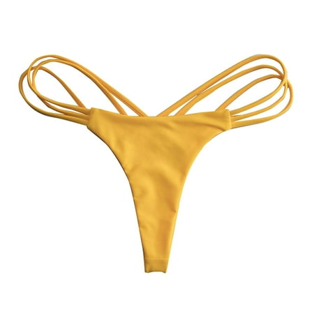TOWED22 Women s High Cut Bikini Bottom High Waisted Bathing Suit Bottoms Swimsuit Thong Bikini Bottoms(Yellow S)