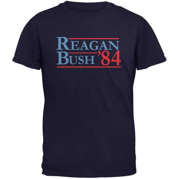 Old Glory Mens Election 1984 Reagan Bush Distressed Short Sleeve Graphic T Shirt