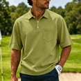 thumbnail image 2 of Domuza Polo Shirts for Men Cotton Pique Short Sleeve Golf Shirts with Pocket Classic Casual Lightweight Breathable Moisture Wicking Shirts Army Green L, 2 of 9