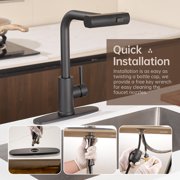 Kitchen Faucet with Pull Down Sprayer, Brushed Nickel Waterfall Single Hole Handle Stainless Steel Kitchen Sink Faucets,black