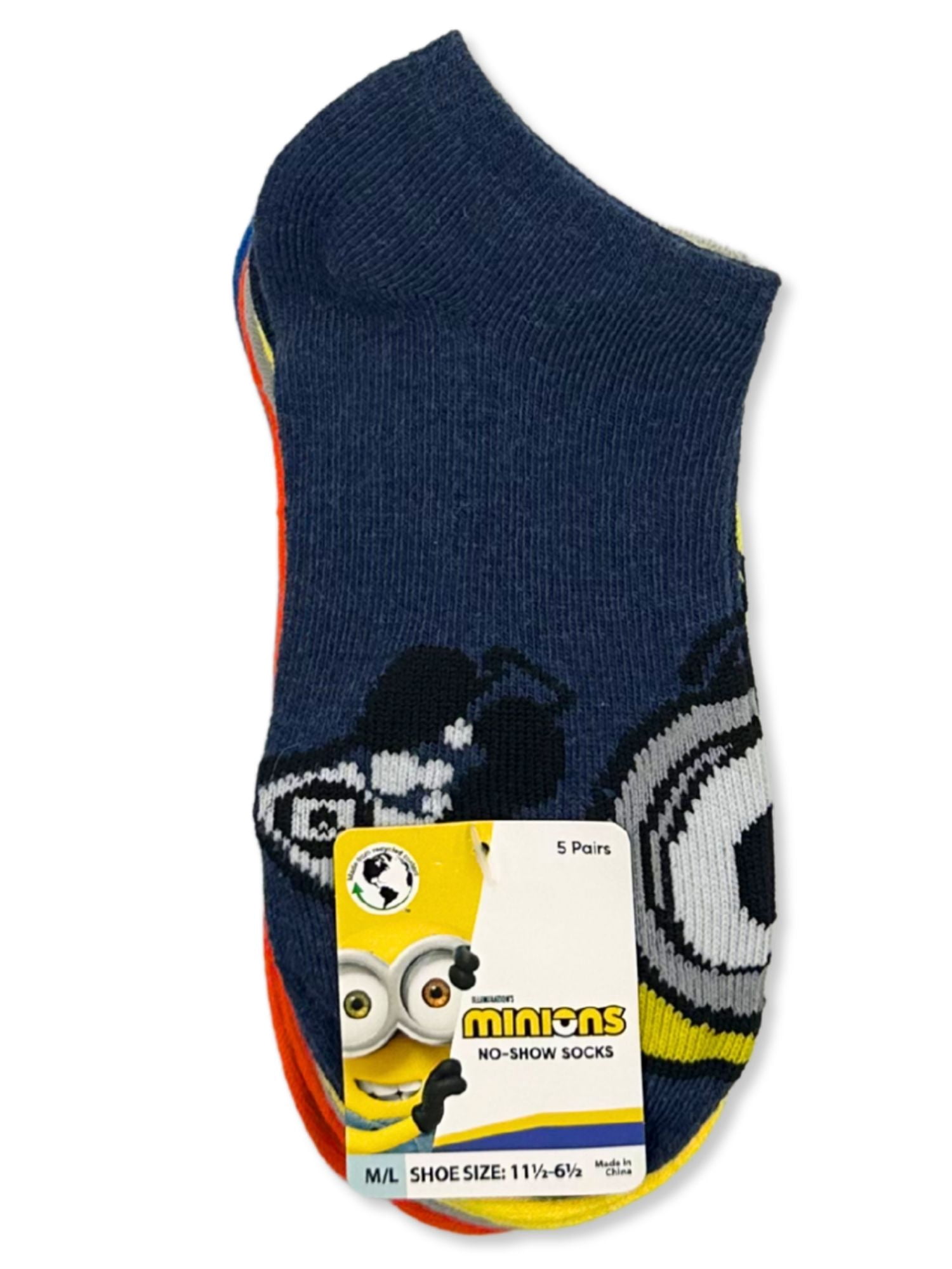 Minions Boys No-Show Socks, 5-Pack, Sizes S/M -M/L