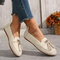 thumbnail image 3 of Rokment Womens Fringe Slip on Loafers Beach Travel Comfortable Walking Flat Dress Shoes Stylish Tassel Leather 2026 Spring Fall Casual Oxfords for Ladies White Size 9, 3 of 7