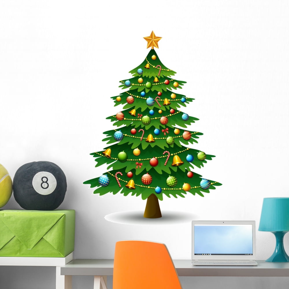 Christmas Tree Wall Decal Wallmonkeys Peel and Stick Holiday Graphics