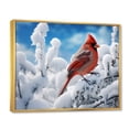 thumbnail image 2 of Designart "Winter Wonderland Cardinal Red Bird in Canada II" Animals Floater Framed Canvas Print, 2 of 7
