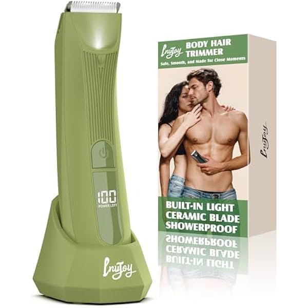 YJJSKEJI Pubic Hair Trimmer for Men Women, Electric Body Shaver w/Light for Balls Groin, Bikini Trimmer No Nick, No Cut, No Razor Burn, Waterproof Personal Groomer for Private Area Grooming