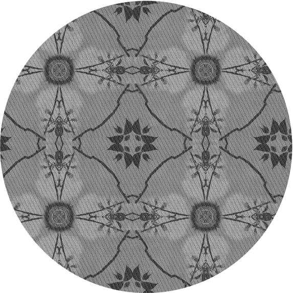 Ahgly Company Machine Washable Indoor Round Transitional Carbon Gray Area Rugs, 6' Round