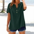 thumbnail image 2 of Weikingp Cooling Shirts For Women Womens Tops Casual Loose Button Shirt Top Stand Solid Color Sleeve Collar Casual Women's Shirt Women's Shirt Summer Tops For Women Green 4XL, 2 of 7