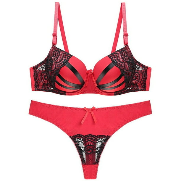 Sexy Thongs Women Bra Set Push Up Lace Underwear Set Intimate Bra Panty Set