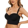 thumbnail image 6 of Easter Plus Size Lingerie Bra & Underwear Set Women Low Back Anti Strapless Bra Longline Multi Way Push Up Bra 38 Black, 6 of 9