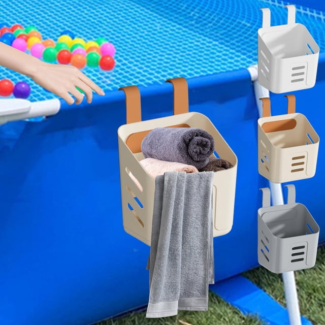 Fiudx Ofertas Del Día Juego De Cestas De Almacenamiento Lateral Para Piscina, Taza Para Piscina, Accesorios Para Piscina Sobre El Suelo, Cesta De Juguete Para Piscina, Contenedores De Almacenamiento