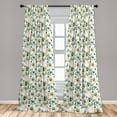 thumbnail image 2 of Leaves Window Curtains, Tropical Eucalyptus Branches Botanical Illustration Repetitive Pattern, Lightweight Decor 2-Panel Set with Rod Pocket, Pair of - 28"x95", Camel Reseda Green White, by Ambesonne, 2 of 3