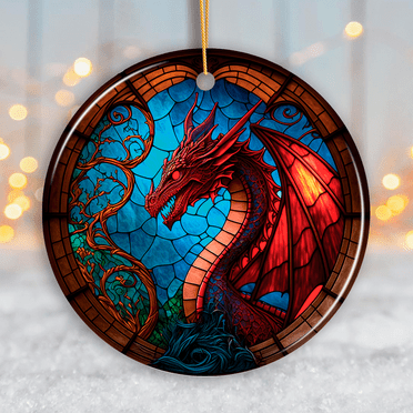 Stained Glass Fierce Dragon Ornament