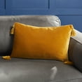 thumbnail image 3 of SAFAVIEH Amberlin Solid Fringe Lumbar Pillow, 12" x 20", Mustard, 3 of 4