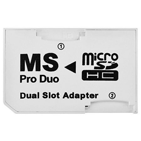 Image of SANOXY Dual Slot MicroSD to MS PRO DUO Adapter for Sony PSP Converts Two MicroSD or MicroSDHC Cards to one Memory Stick Pro Duo Card (White)